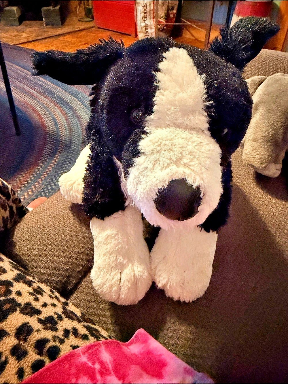 Vintage Build A Bear Border Collie Dog Plush Black White 2011 #40488 Red Collar